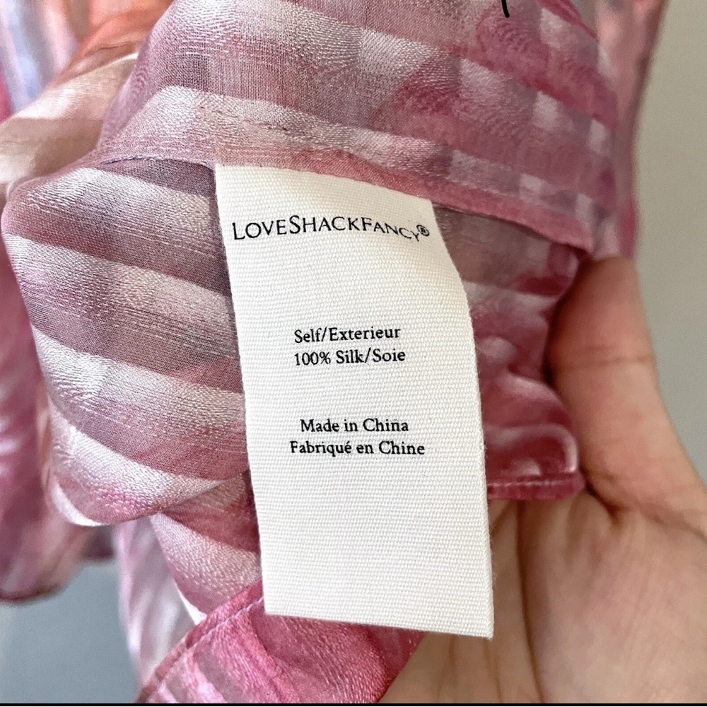 LoveShackFancy Pink Silk Blouse - Picture 3 of 5